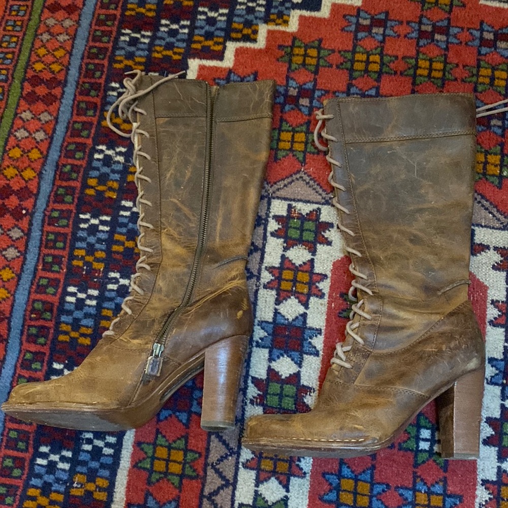 Frye Villager Lace, Women's Brown Boots, size 9